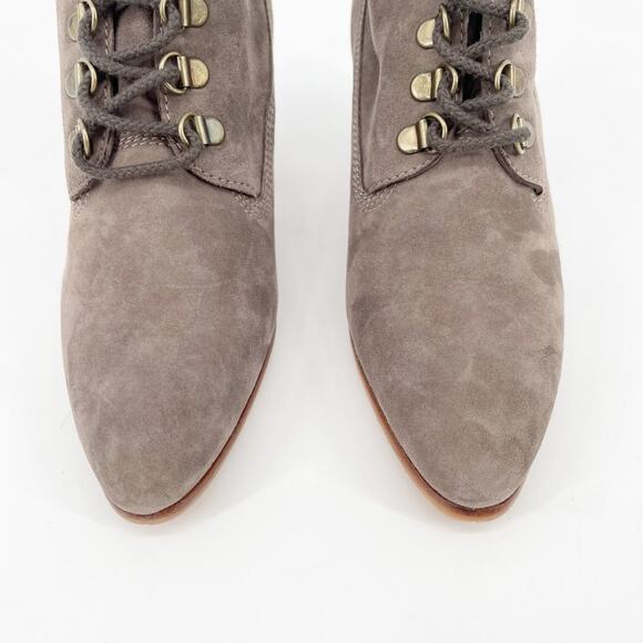 Manolo Blahnik Y2K Taupe Suede Oklamod Timberland Lace-Up Ankle Boots IT 37 - Picture 6 of 10